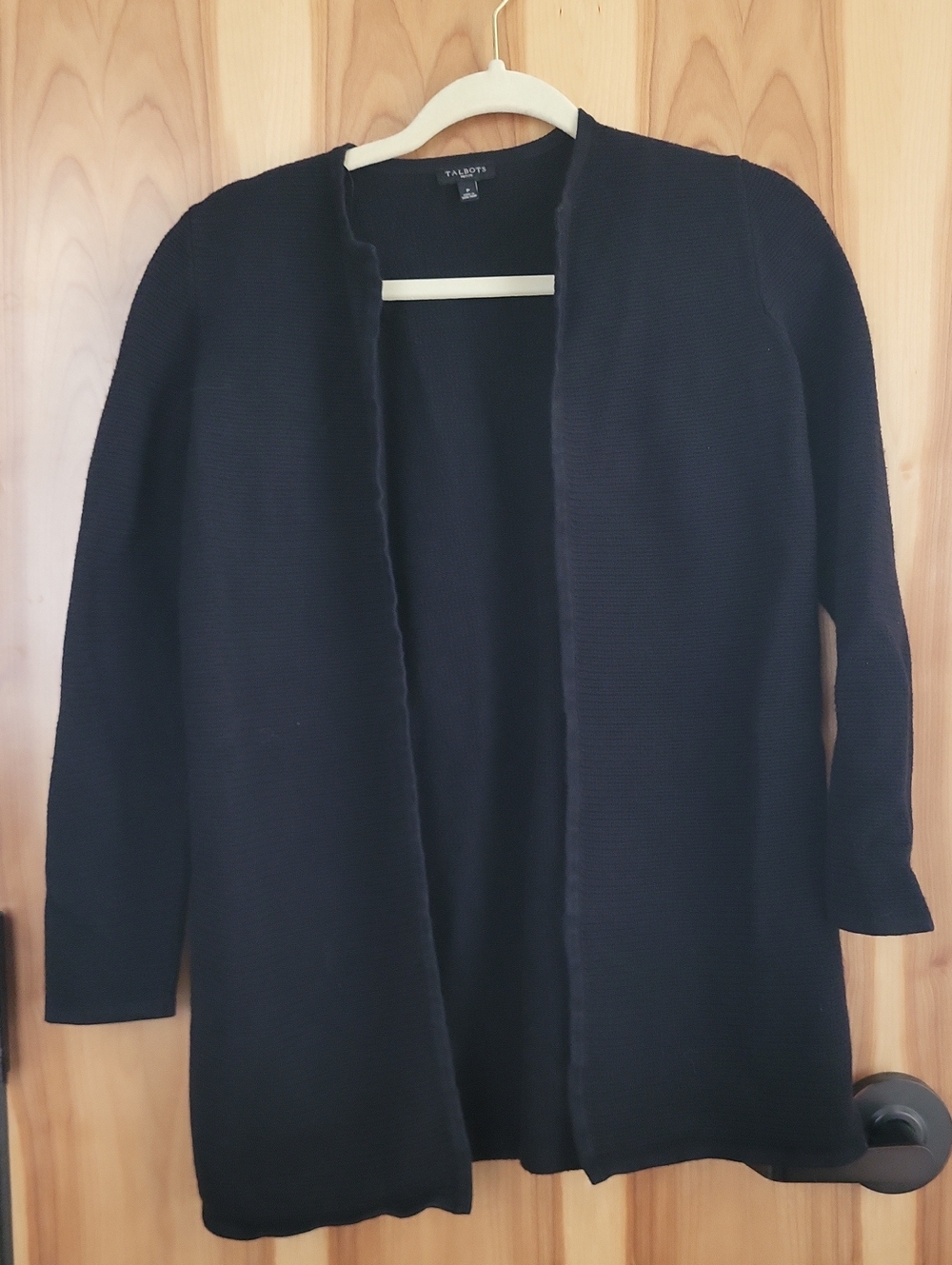 Talbots Black Open-Front Knit Cardigan